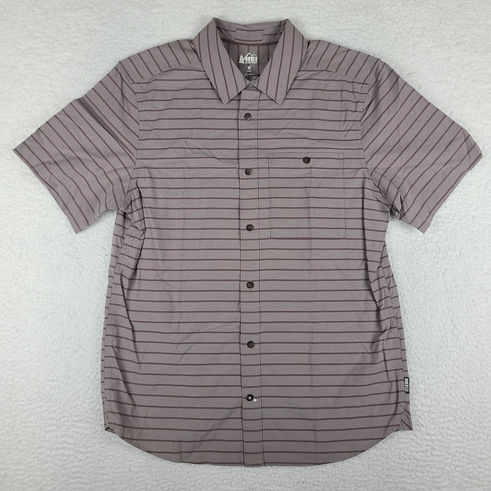 REI Co Op Shirt Mens Medium Striped Sahara Casual Outdoor Button Up